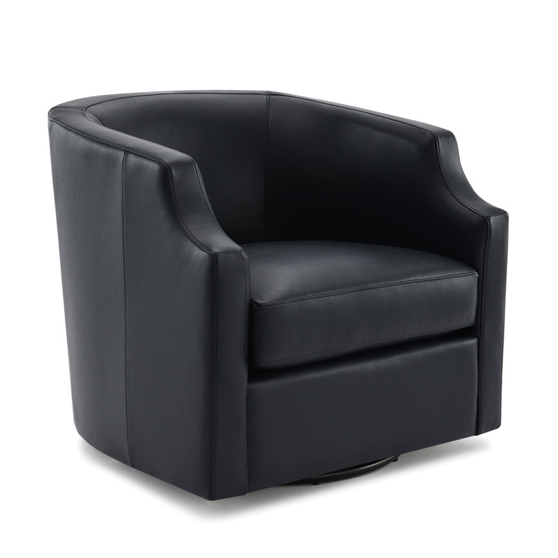 Fauteuil pivotant en cuir sans assemblage - bleu minuit
