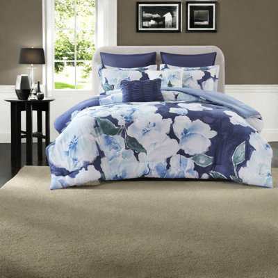 Luxury Cotton Bedding Sets, Blue Multi Cal King, Modern Style For Home