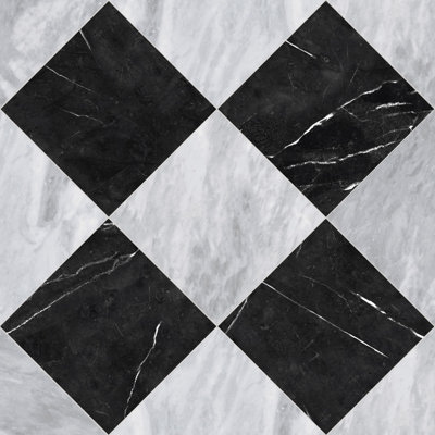 Tavari Checkerboard 10X10 Marquina And Bardiglio