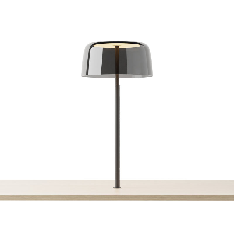 Yurei Co-Working Lamp (Matte Black)  with 14" Transparent Polymer Shade, Tea, Gray, Black
