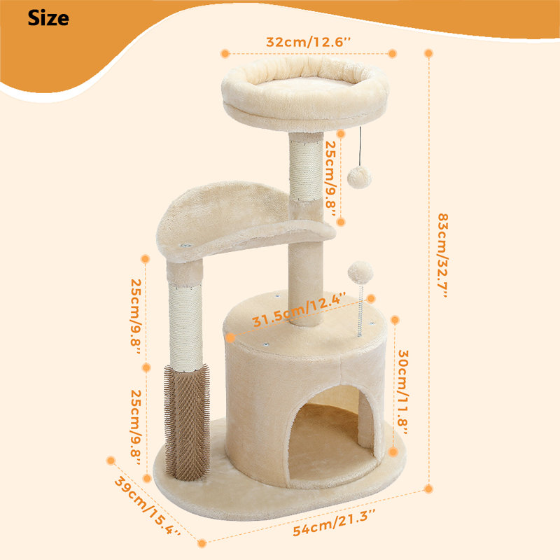 Drakos 32 " H Cat Scratching Post, Beige
