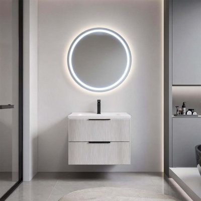 Meuble-lavabo flottant mural 24 po avec lavabo et tiroirs en céramique, design moderne et résistant à l'humidité