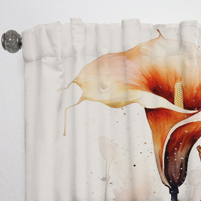 Stoneville Coral Tulip dream - Traditional Curtain - Velvet Room Darkening - 1 Panel, 52" W x 95" L