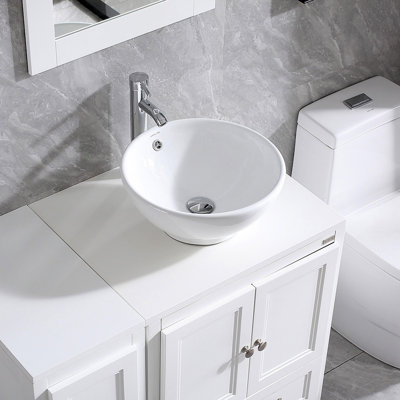Ensemble de meuble-lavabo vasque en céramique 15,75 "avec bonde escamotable en céramique