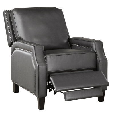 Self Chair In Grey, Transitional Style, 39" Height, Foam Padding Seat Modern Gray Reclining With Removable Back,