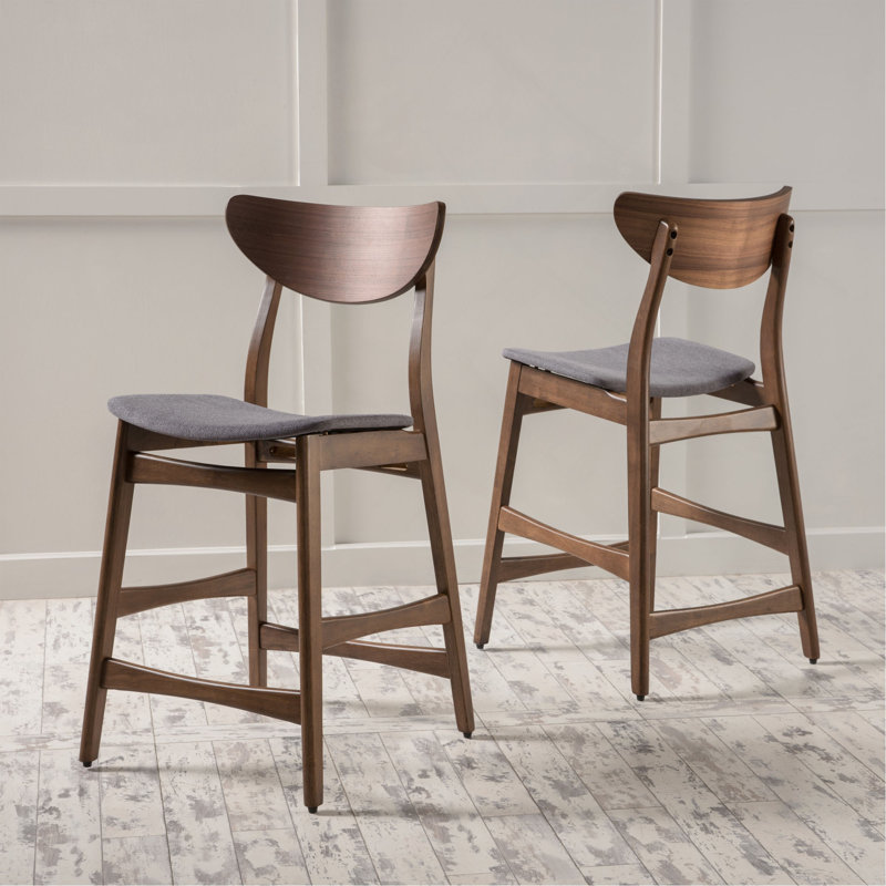 Chaise à hauteur de comptoir, Gris foncé, Chêne