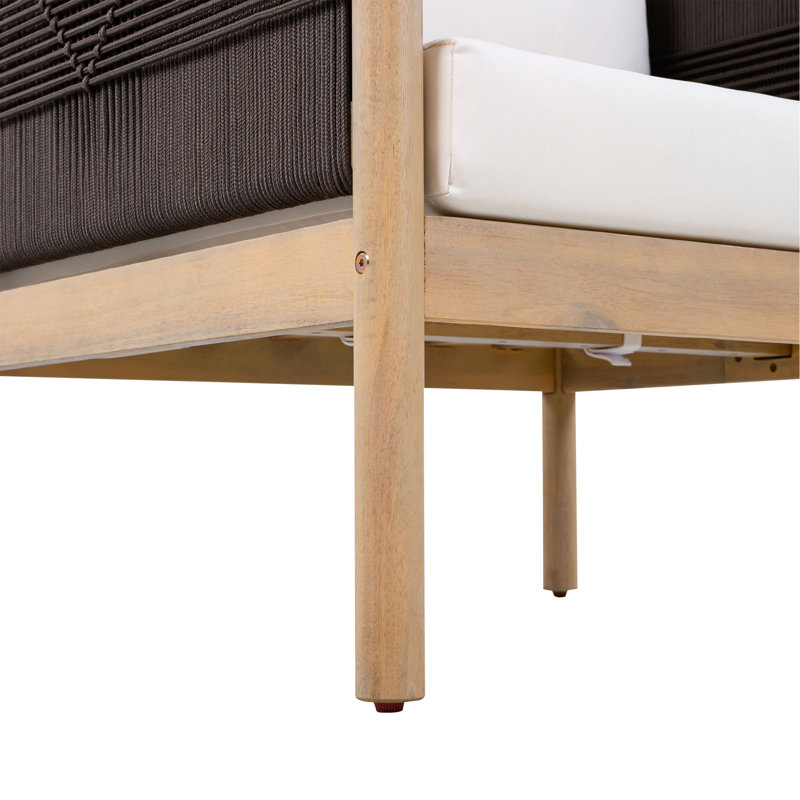 Chaises club d'extérieur en acacia (ensemble de 2) avec corde à motif de losanges