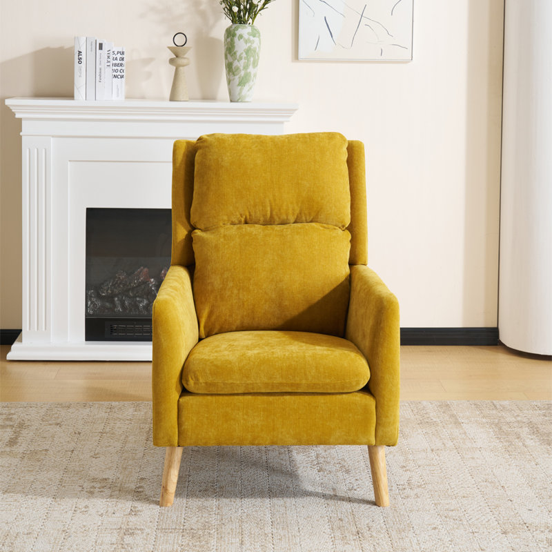 Upholstered Chenille Armchair, Yellow