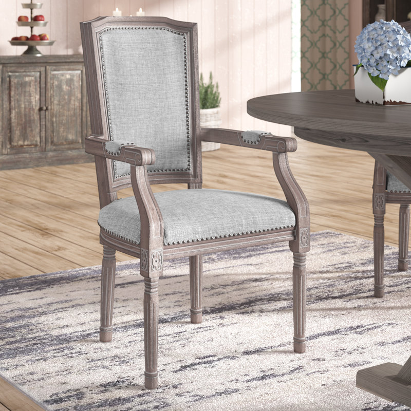 Fauteuil de salle à manger Penchant, Velours gris pâle