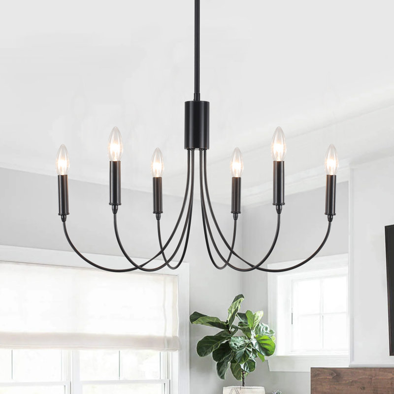 Clerise 6- Light Candle Style Classic Chandelier, Black, 6