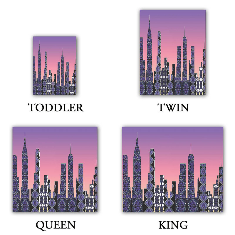  Ensemble de housse de couette Susie Kunzelman Pantone New York Skyline, Housse de couette pour grand lit et 2 taies décor