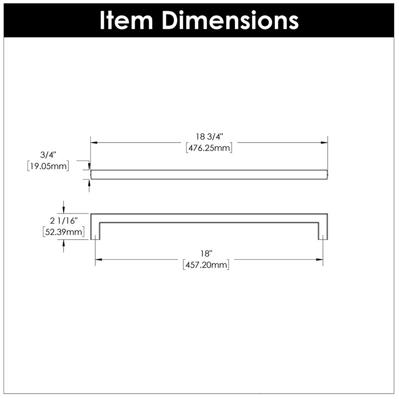 Coventry Center Appliance Pull, Matte Black, 0.75", 18"