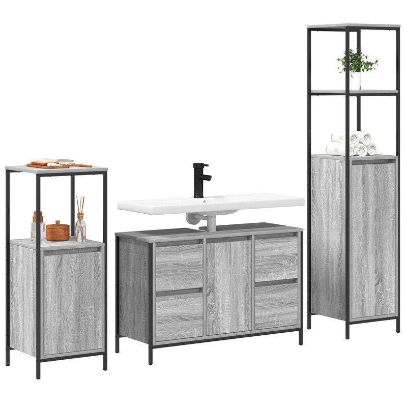 Bathroom Furniture Suite, Grey Sonoma