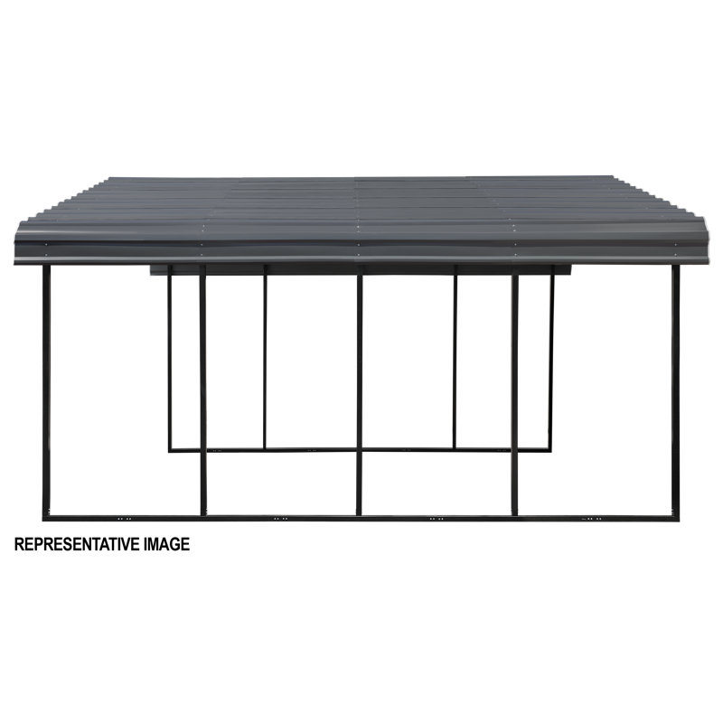 Galvanized Steel Carport, 12X29X9, Charcoal