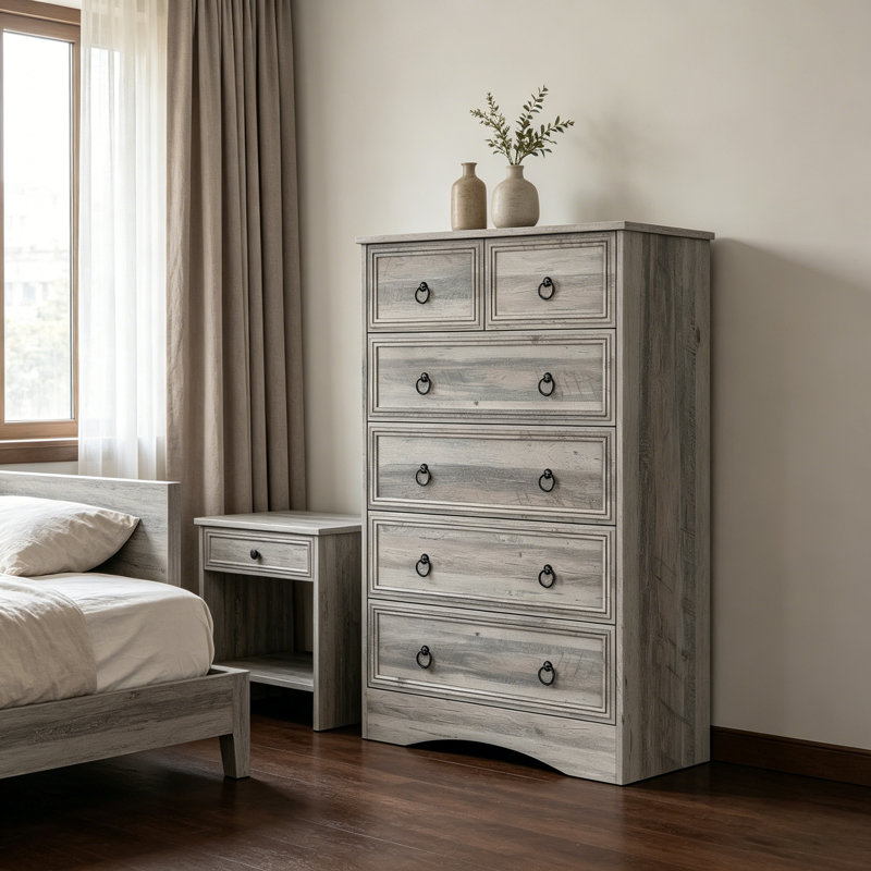 31.49 " W 6 - Drawer Dresser, Gray