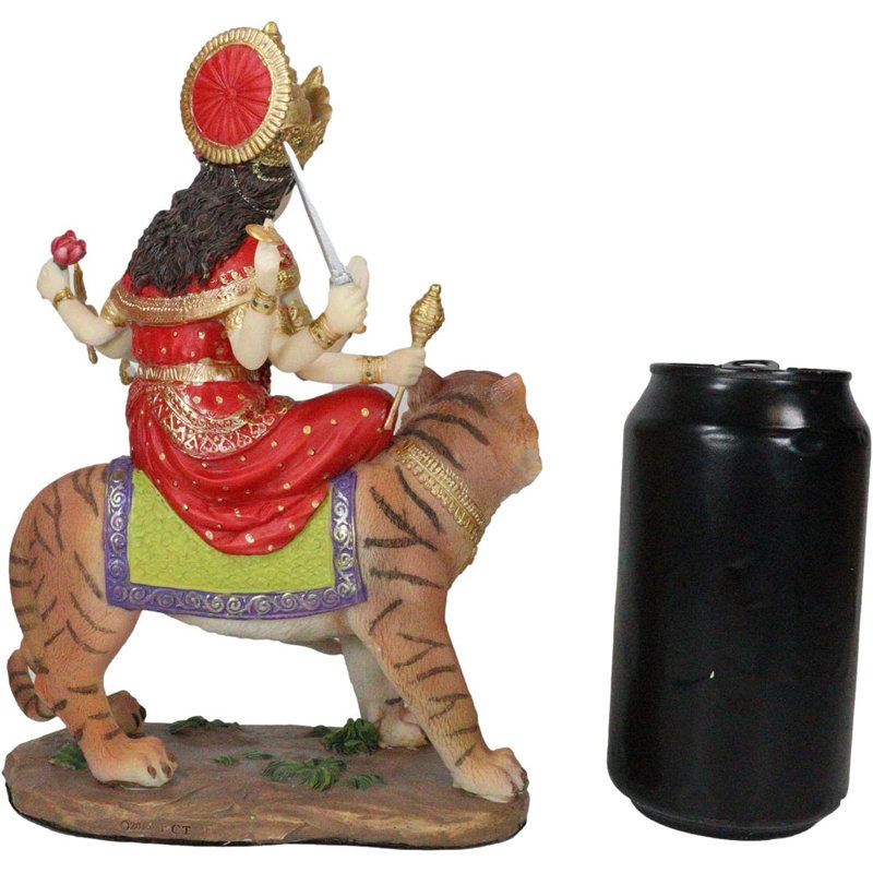 Edivaldo Hindu Goddess Durga Wearing Sari Riding on Tiger