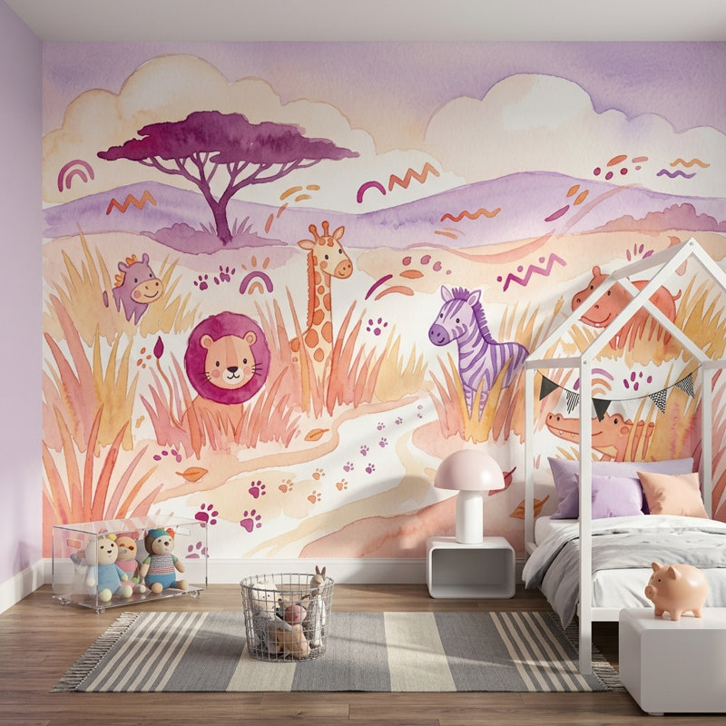 Décoration murale amovible en forme d'arbre Safari, 100 po x 96 po, Non tissé