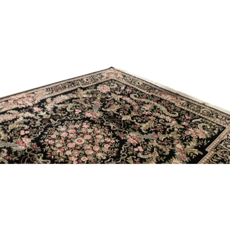 High-Quality Hand-Knotted Black Area Rug