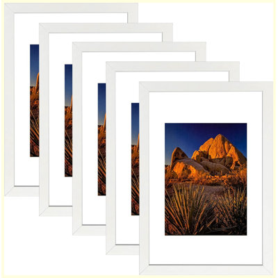PVC White Picture Frame 13.4"W x 19.3"H, Wall Mount Display, 5 Pack for Photos, Artwork, Posters