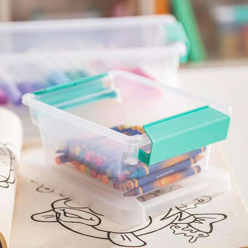 Sterilite Medium Clip Box Clear Home Storage Tote Container with Lid, Mini, 18-Pack