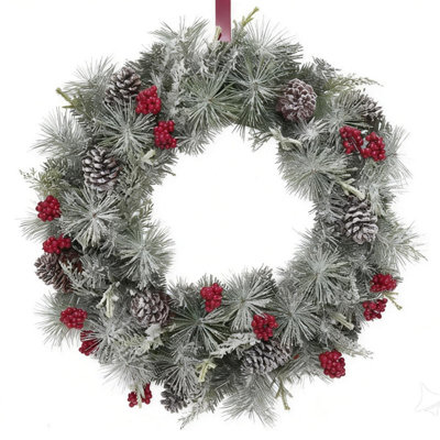 Couronne de Noël en pin - Décoration de porte et de fenêtre pour les magasins et les maisons