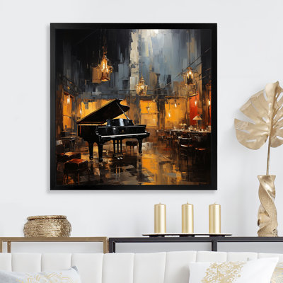 Jaune et gris, piano à queue Jazz café II - musique, impressions sur toile