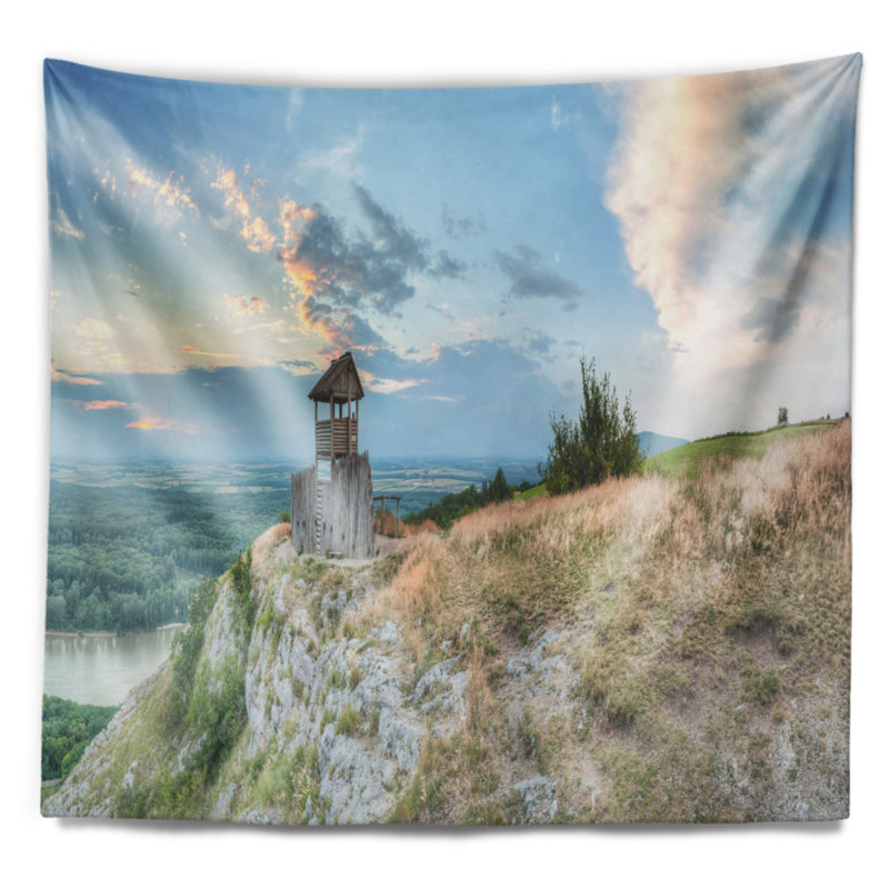 Tapisserie panoramique vue de paysage sur la colline, H 78 po x l 92 po