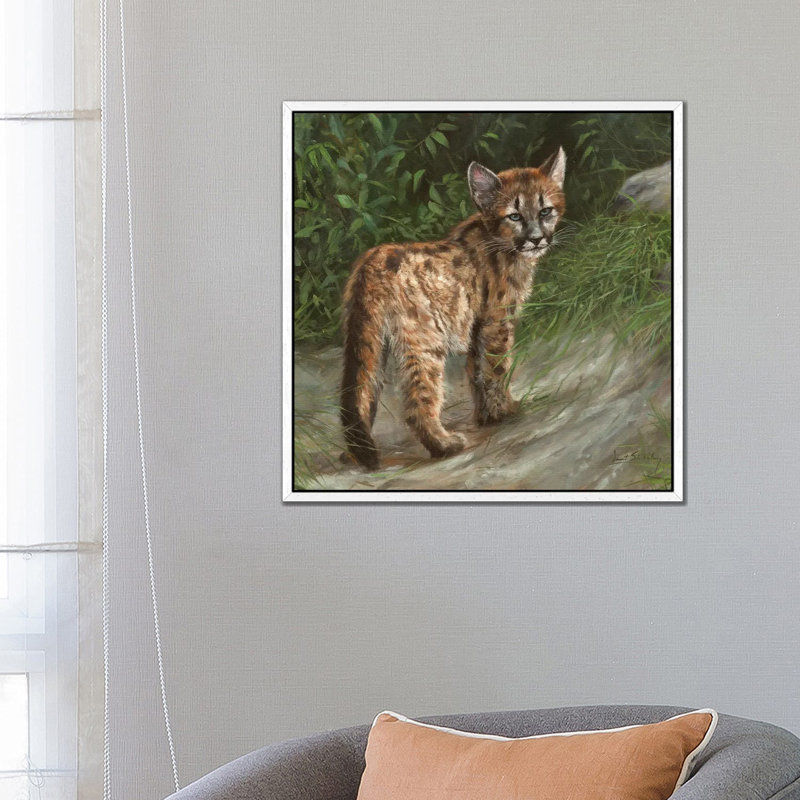 Cougar Cub 1 Piece Painting on Canvas, 66.04 cm H x 66.04 cm W, White Framed