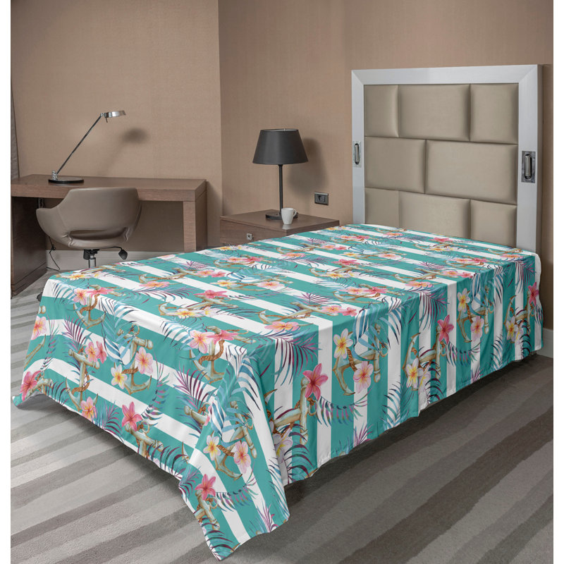 Drap plat Ambesonne, Drap plat pour lit simple, Floral rose foncé