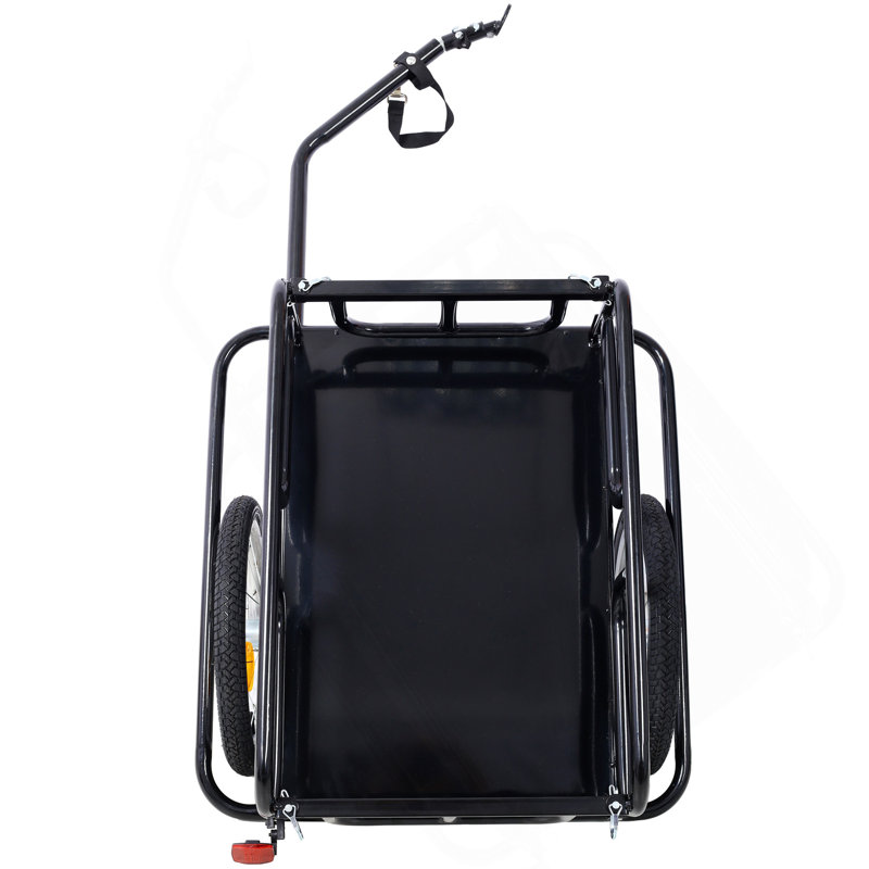 Remorque de cargaison de vélo pliable avec attelage de vélo universel, remorque de chariot de vélo avec roues et réflecteurs de 16 po, grand chariot de rangement de remorque de vélo à chargement