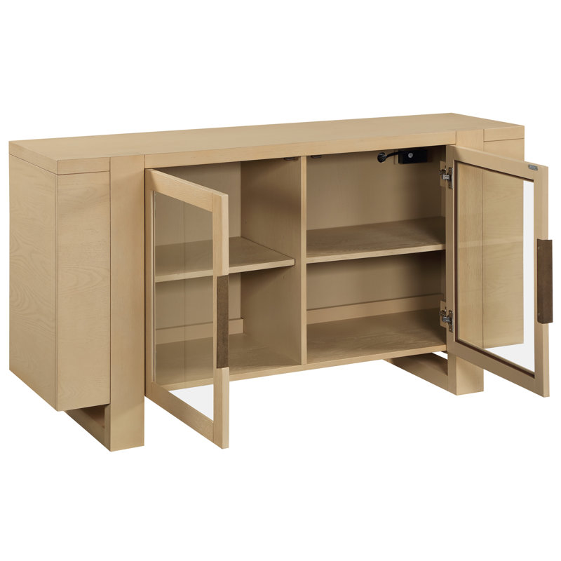 Desserte en bois avec ports USB Reid, Tanné