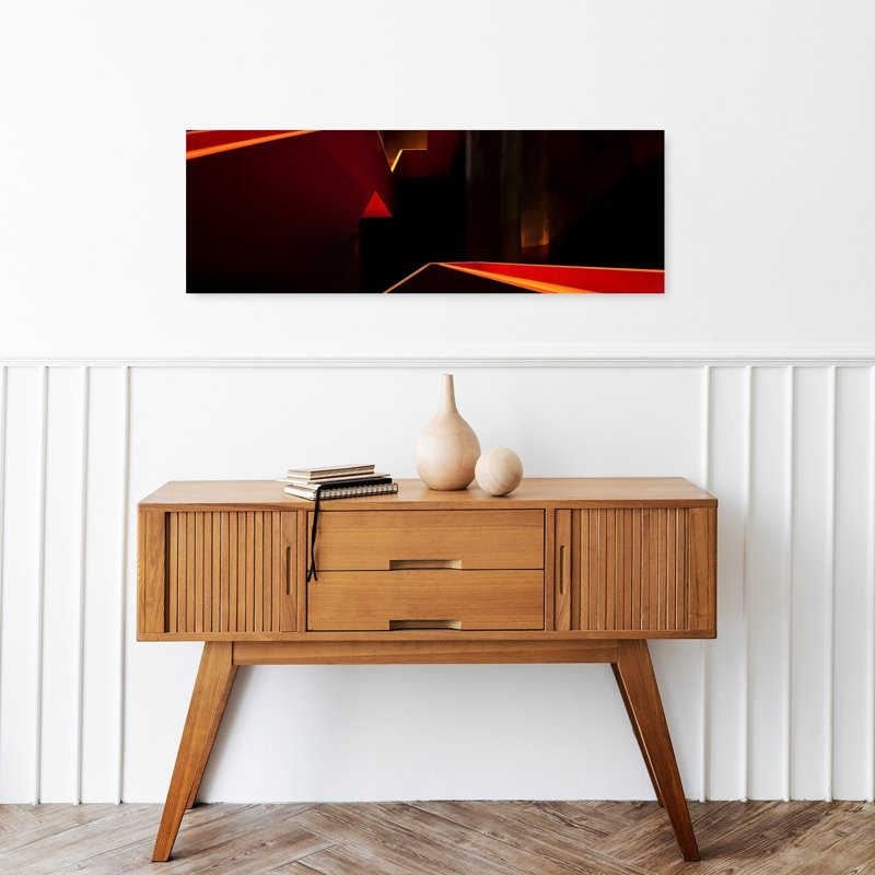 Art abstrait contemporain audacieux "Geometric Path", H 12 po x l 36 po