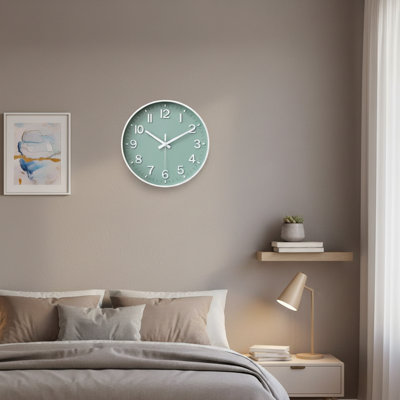 12-Inch Green Silent Tick-Free Wall Clock, Battery Powered, Modern Style, Suitable For Living Room/Bedroom/Kitchen/Office/Classroom, Multi-Scene Decorative Clock