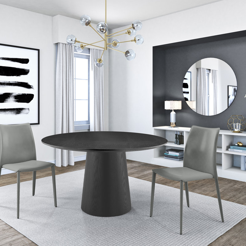 Adara Pedestal Dining Table, Matte Black, 53.2" W x 53.2" L