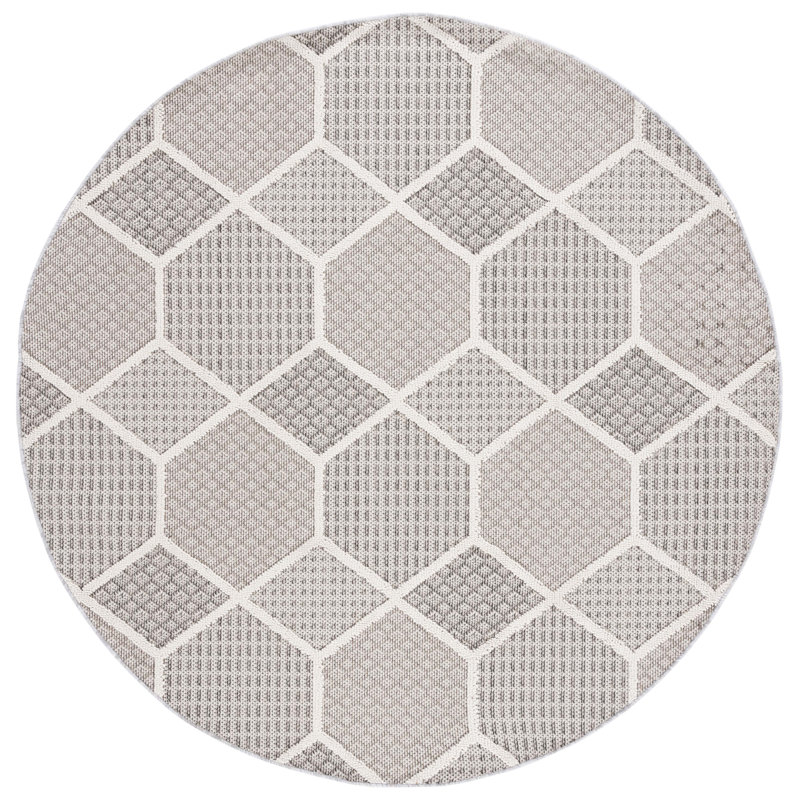 Tapis gris / ivoire Global 414, Rond 6 pi 7 po
