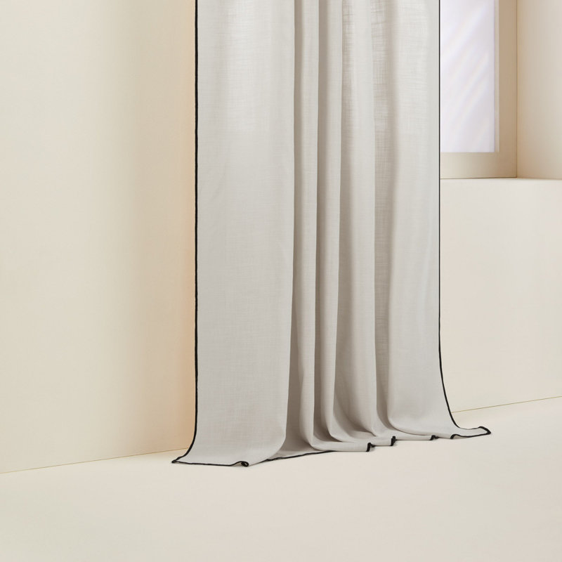 Carlina Semi Sheer Curtain Panel Pair, Width 145 x Drop 350cm, Light Beige