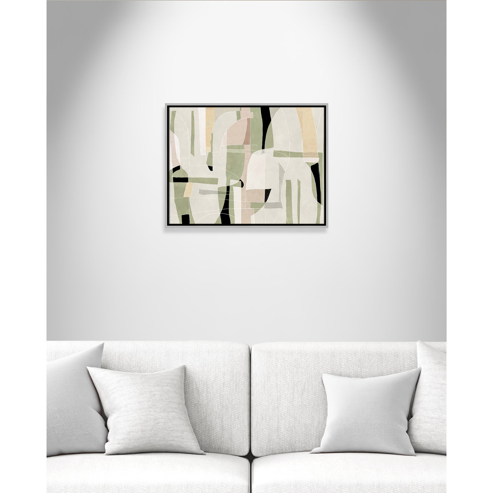 Sunny Barcelona - Floater Frame Canvas, 25.5" W x 19.5" H, Silver