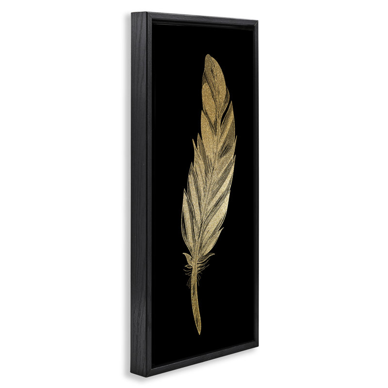 Cadre flottant noir Glam Feather, design par Kim Allen, H 25 po x l 11 po, Cadre flottant noir de jais