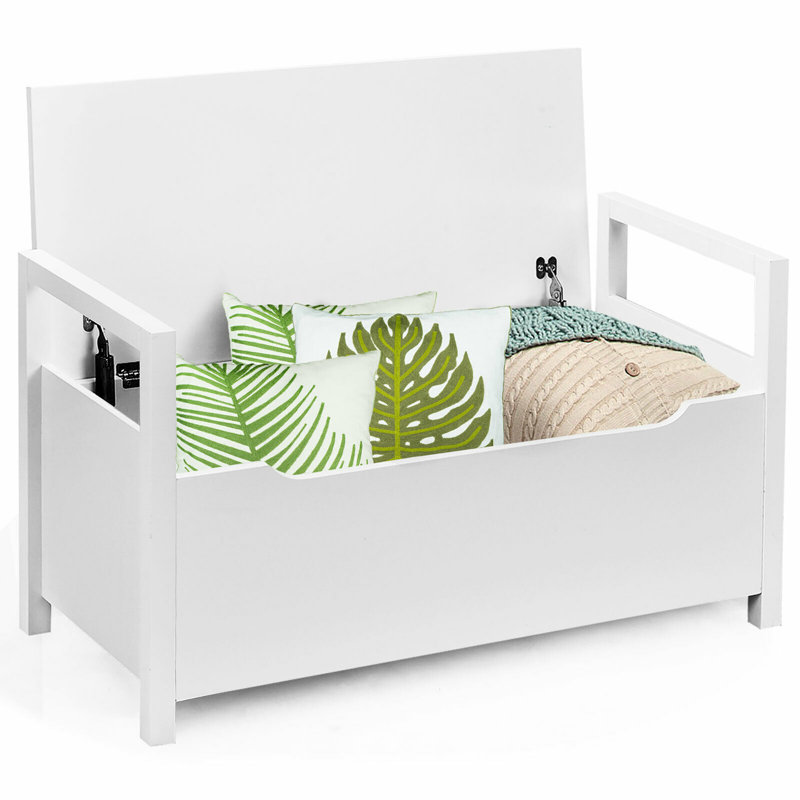 Banc de rangement rembourré Berea, Blanc