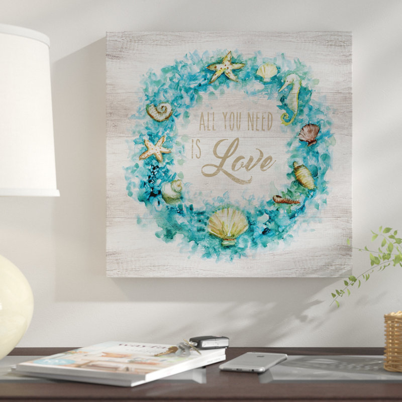 «Love Beach Wreath», reproduction d'impression, H 40 po x l 40 po x P 1,5 po, Toile tendue