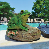 Large Frog and Baby Fishing Pond Edge Sitter Garden Home Decor Aluminum  Made for sale online