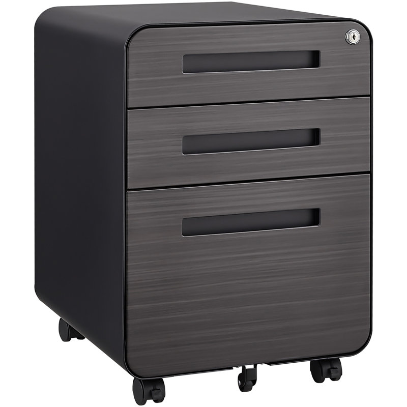 Rizer 3-Drawer Office File Cabinet, Black/Dark Gray