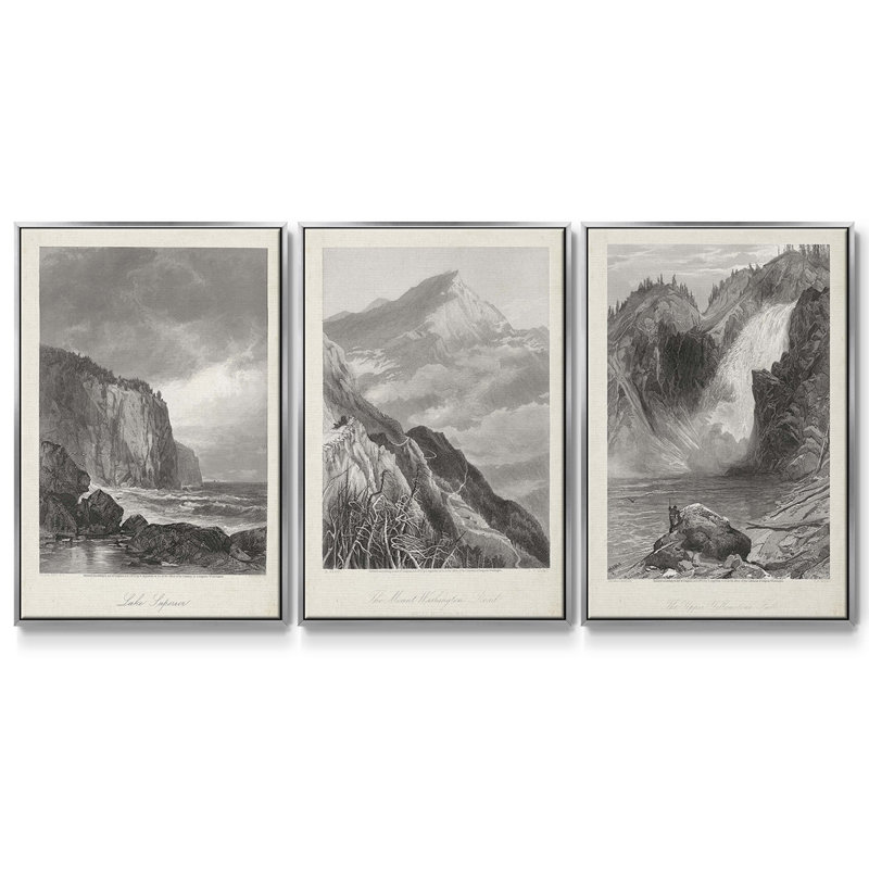 Lake Superior, ensemble de 3 toiles encadrées, H 36 po x l 72 po, Argent