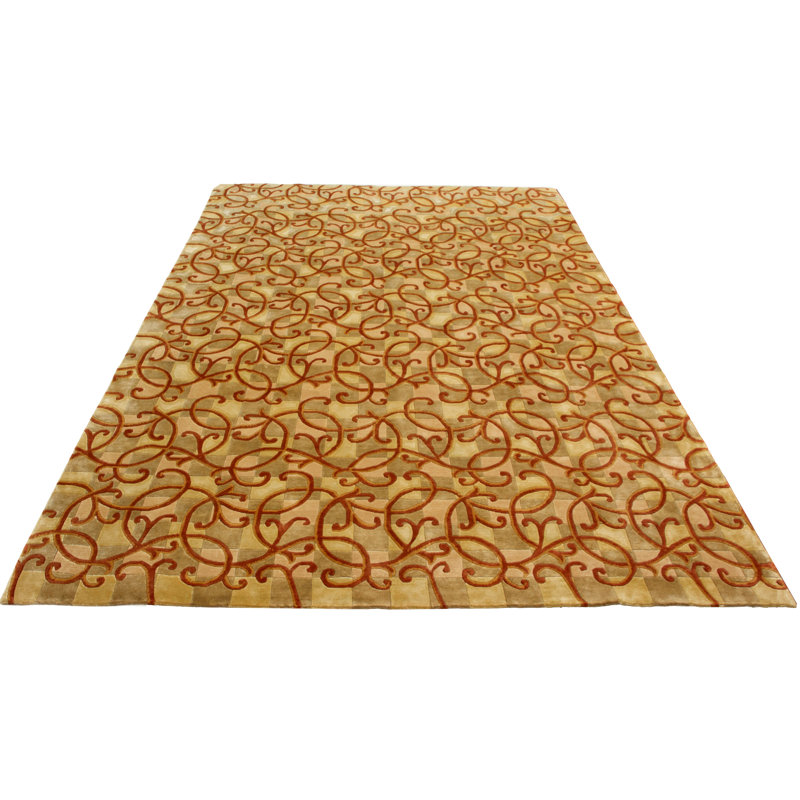 Tapis unique en laine noué à la main nouvel âge couleur cuivre 9 pi 5 po x 13 pi 8 po Népal