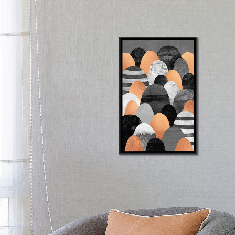 « cuivre rocks », impression sur toile tendue, H 26 po x l 18 po x P 1,5 po, Toile avec cadre noir, Pas de tapis