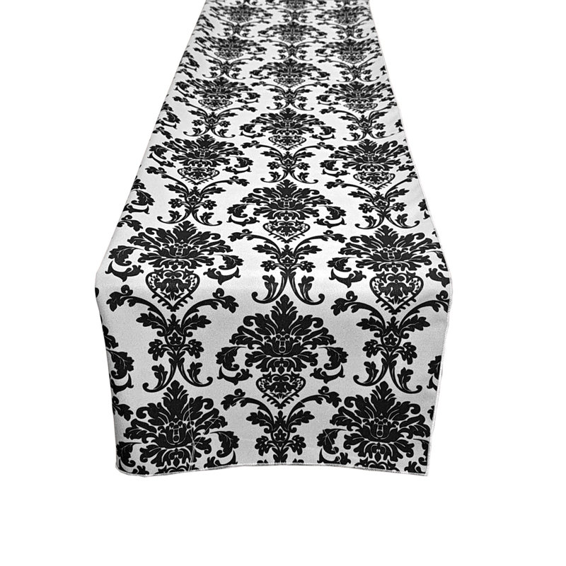 Poplin Damask Table Runner, 72" L x 12" W, White