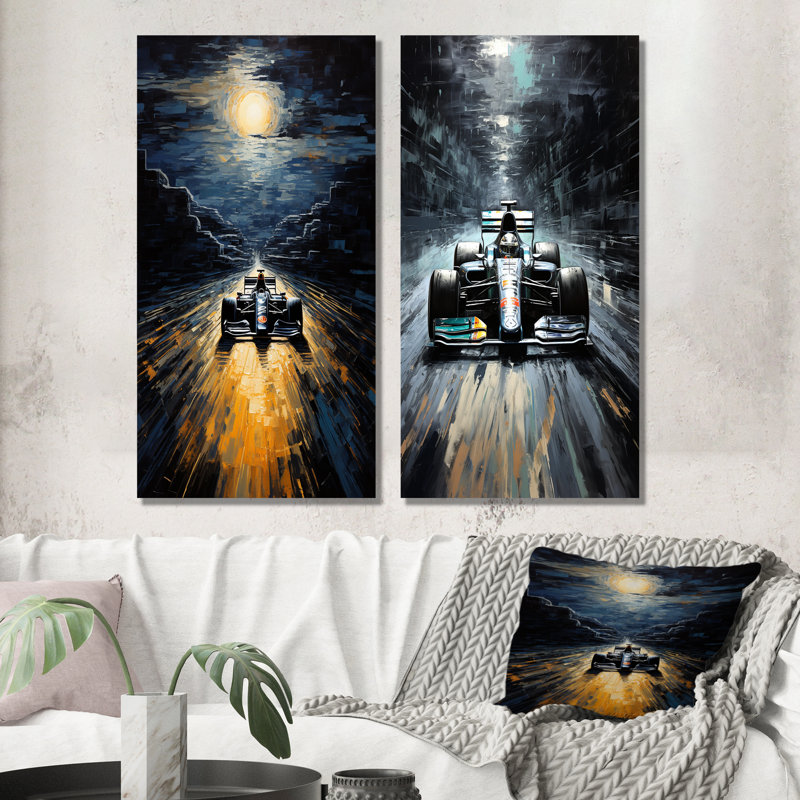 Ensemble de 2 décorations murales Midnight, H 28 po x l 25 po, Toile tendue