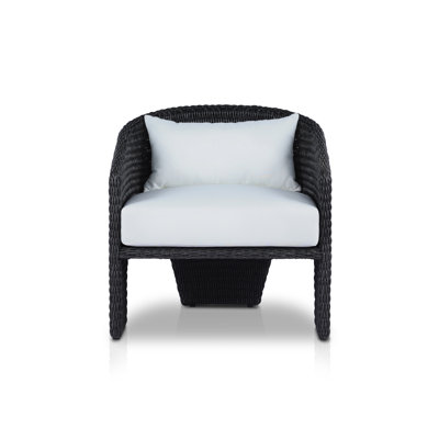 Charies Wicker Premium All-Weather Wicker Outdoor Dining Armchair with Cushion