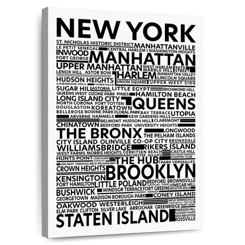 Arrondissements et rues de New York, H 45 po x l 30 po