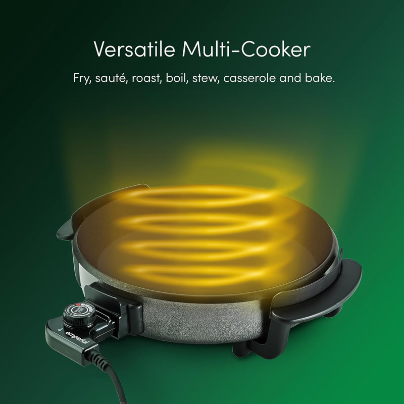 Emperial 30cm Non-Stick Electric Frying Pan Multi Cooker Skillet with Glass Lid - 1500W